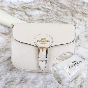 COACH Amelia Saddle Bag Shoulder Bag Leather CP107 Gold/Chalk